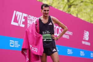 British marathon runner Emile Cairess competing in international race