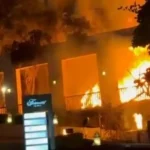 Fire and smoke near Dubai Palm Jumeirah hotel during Iran retaliatory strikes