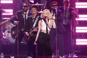 Bruno Mars and BLACKPINK’s Rosé perform “APT.” at the 68th Grammy Awards in Los Angeles