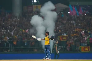 Sri Lanka players celebrate victory over Australia in T20 World Cup 2026