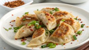 Stir-Fried Salt and Pepper Dumplings with Green Beans and Scallions