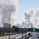 Tehran heavy bombing US Israel war smoke rising over city