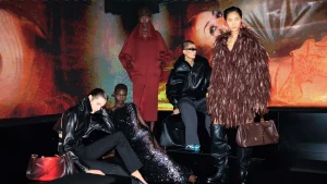 Models and stylists preparing at Loewe Fall 2026 Paris show