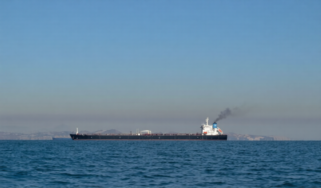 Container ship navigating the Persian Gulf near Strait of Hormuz
