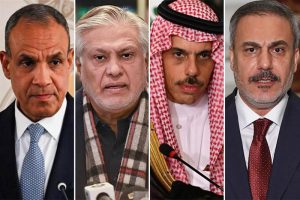 Foreign ministers of Pakistan, Saudi Arabia, Türkiye and Egypt at Islamabad de‑escalation talks