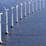 Offshore wind turbines in the ocean