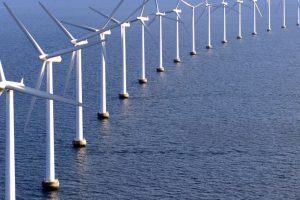 Offshore wind turbines in the ocean