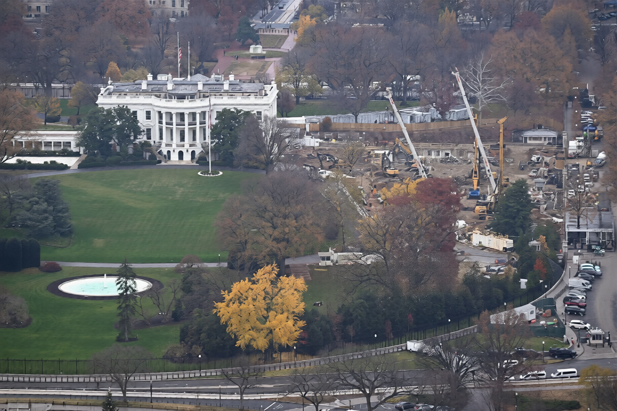 White House East Wing construction Trump ballroom project Washington DC