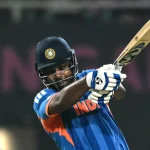 Sanju Samson batting for India during ICC T20 World Cup 2026 Super Eights match