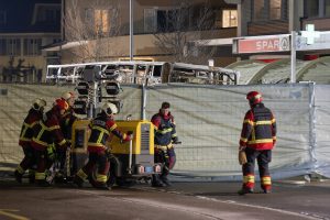 Switzerland bus fire emergency response in Kerzers