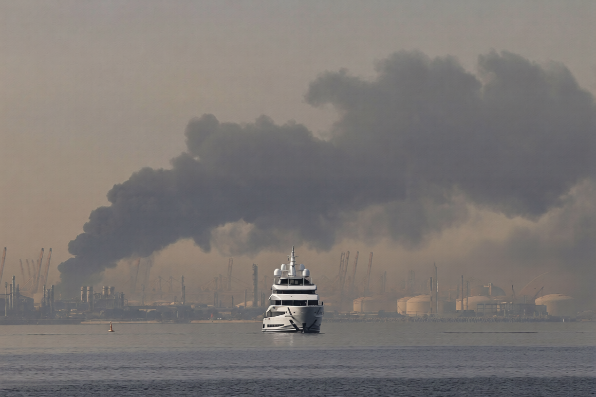 Oil tanker attack in Dubai’s Jebel Ali port after suspected Iranian strike, March 2026, highlighting Middle East maritime tensions.