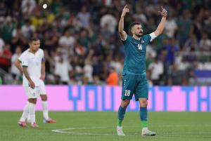 Aymen Hussein celebrates scoring second goal as Iraq defeat Bolivia 2-1 in FIFA World Cup 2026 qualifiers playoff match
