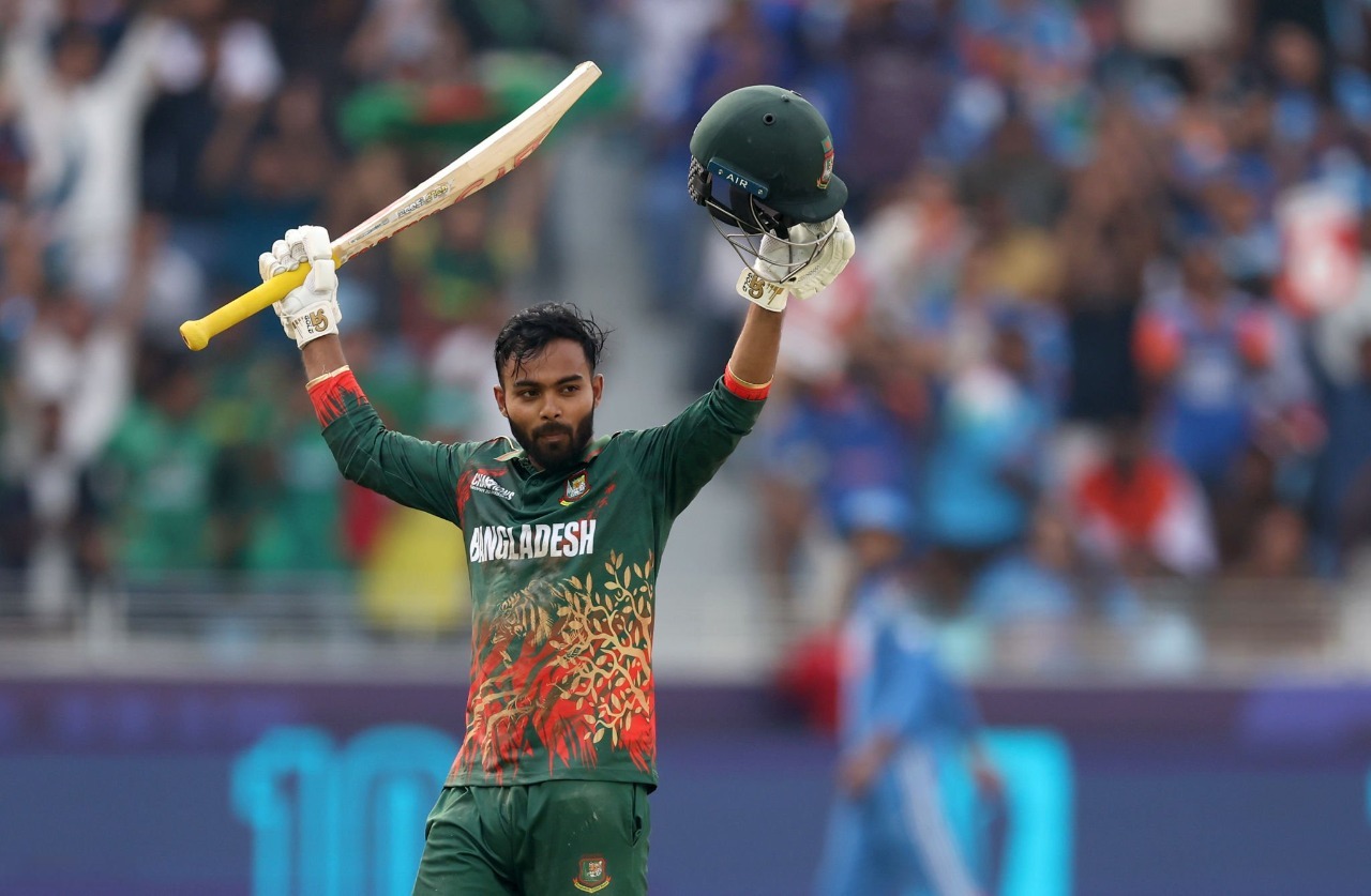 owhid Hridoy celebrating match-winning innings against New Zealand