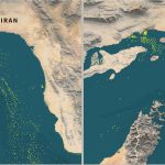 Strait of Hormuz blockade map showing vessel movement before and after Iranian action