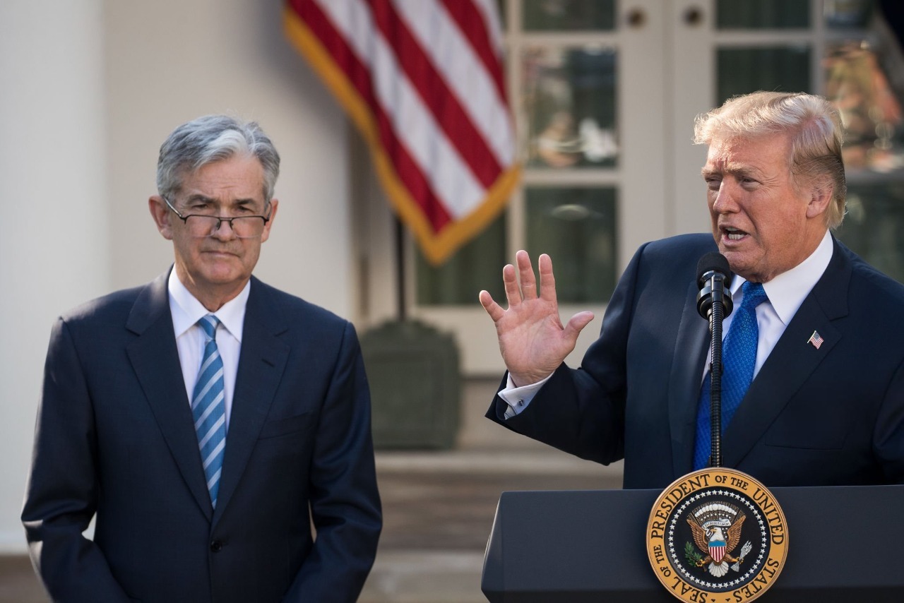 Trump and Jerome Powell during Federal Reserve chair nomination announcement