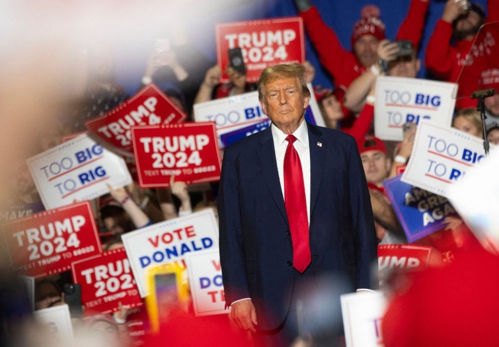 Donald Trump arrives at ‘Get Out the Vote’ rally in Greensboro, March 2024