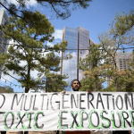 Protesters at 2026 CERAWeek energy conference in Houston against climate and environmental policies