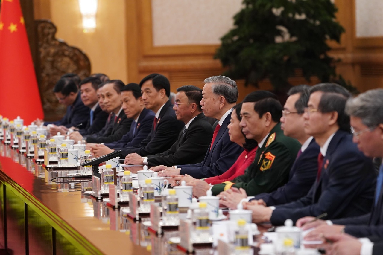 Xi Jinping meets Vietnam’s top leader To Lam during a state visit at the Great Hall of the People in Beijing.